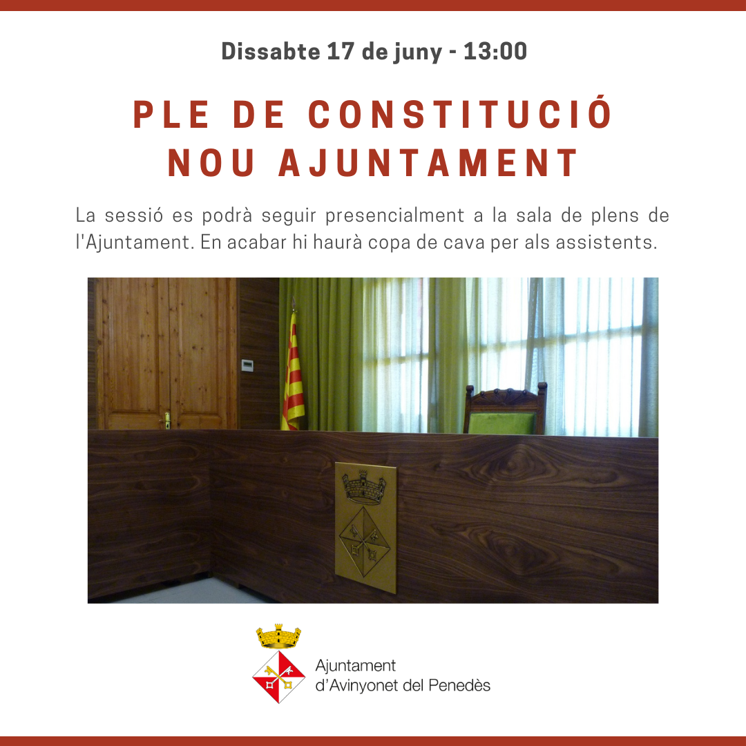 Ple de constitució del nou Ajuntament