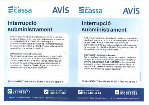 Interrupció Subministrament Aigua