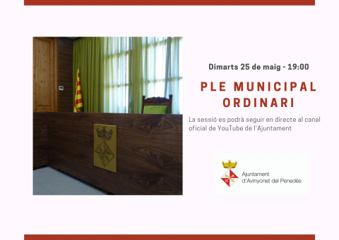 Ple municipal ordinari 25 de maig de 2021 - 19h