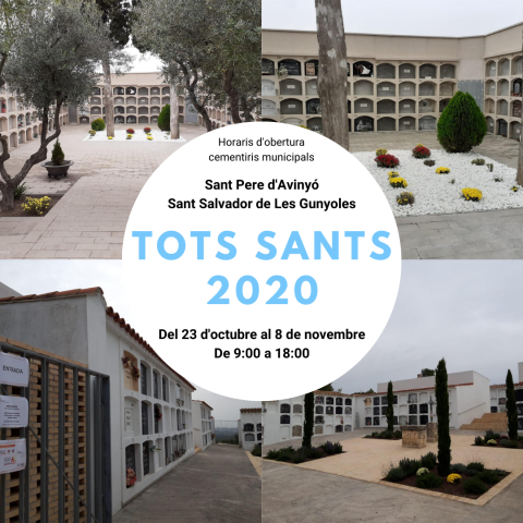 Horaris d'obertura dels cementiris municipals Tots Sants 2020