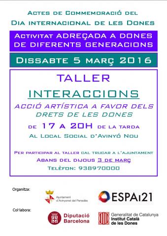 Vine la tarda del dissabte 5 de març i participa al taller Interaccions