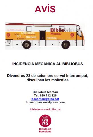 Incidència servei de Bibliobús 23 de setembre