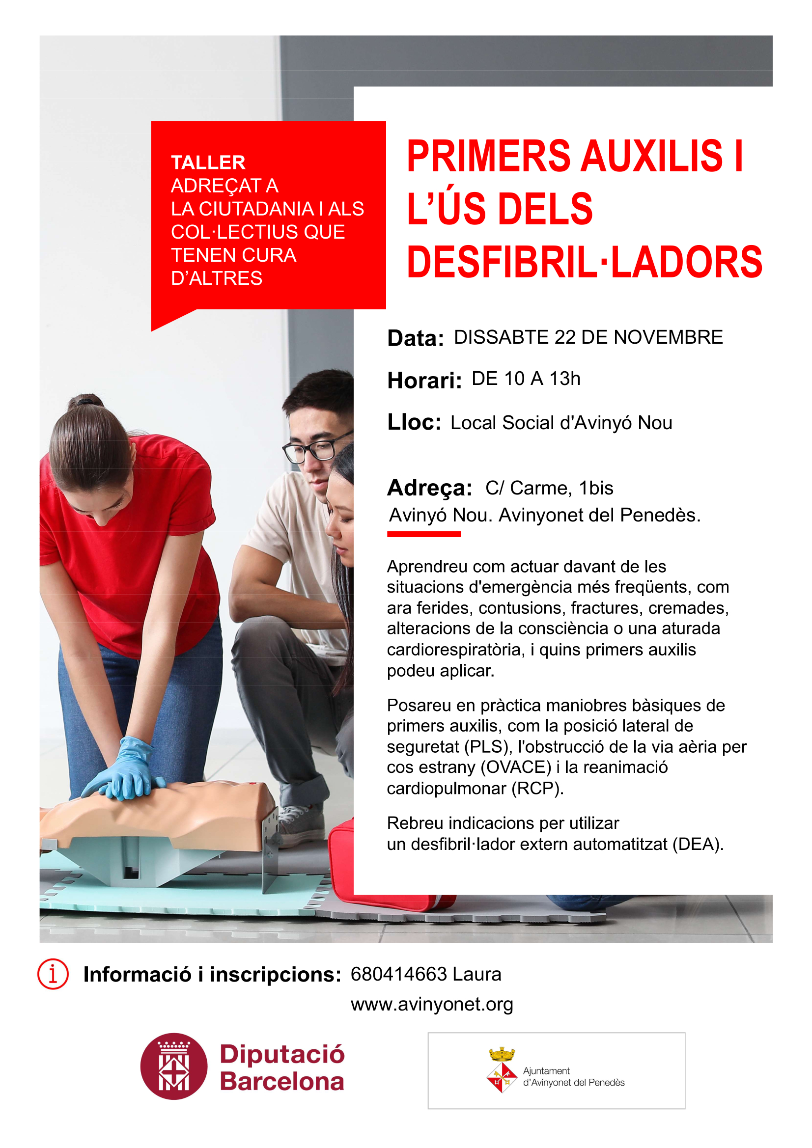 Taller de Primers Auxilis i Ús de Desfibril·ladors
