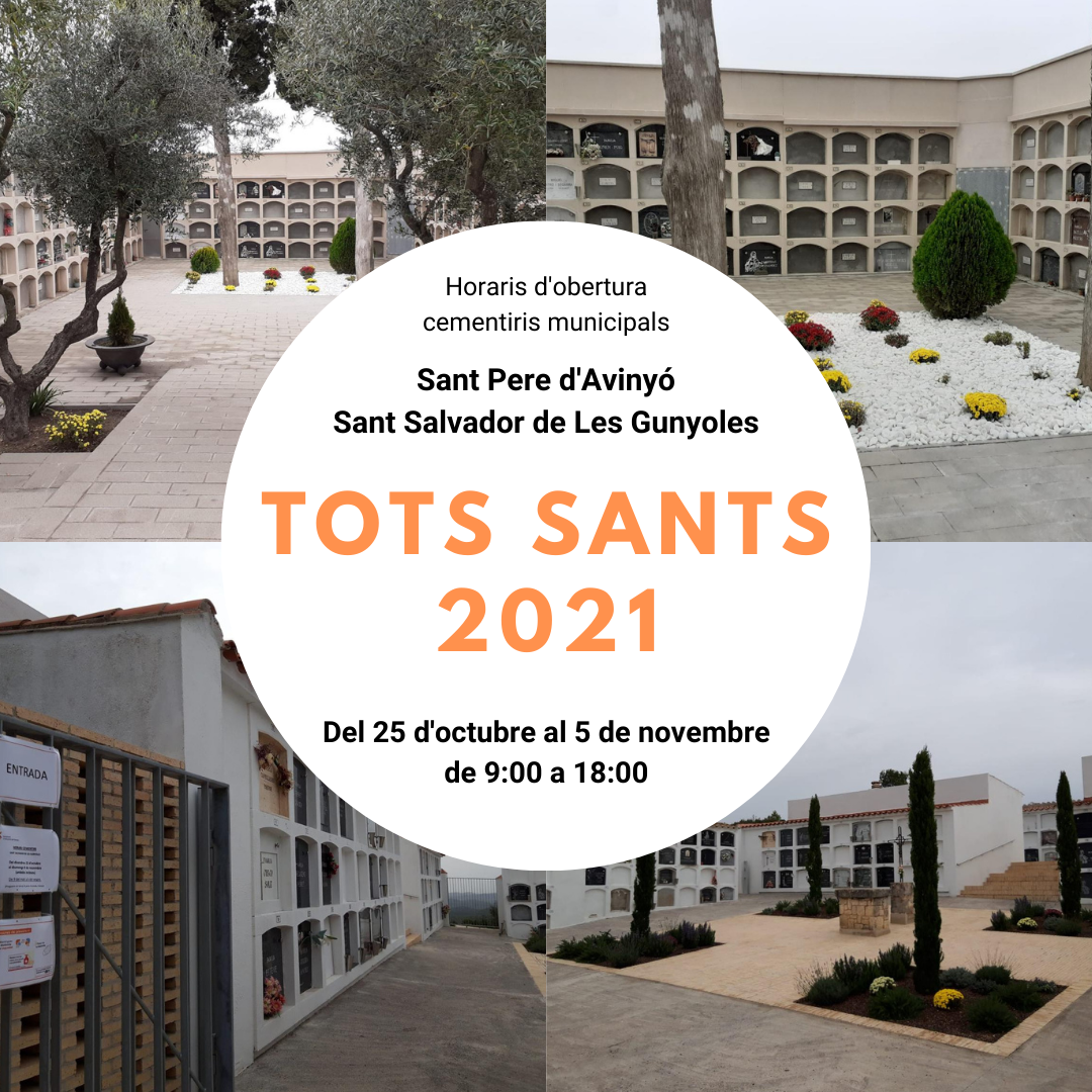 Horaris d'obertura dels cementiris municipals Tots Sants 2021