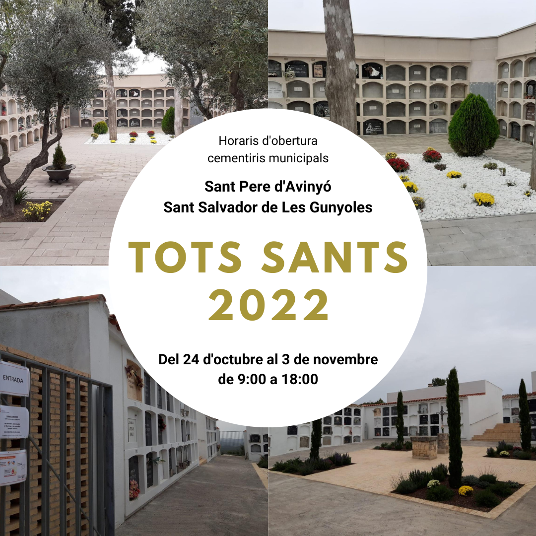 Horaris d'obertura dels cementiris municipals Tots Sants 2022