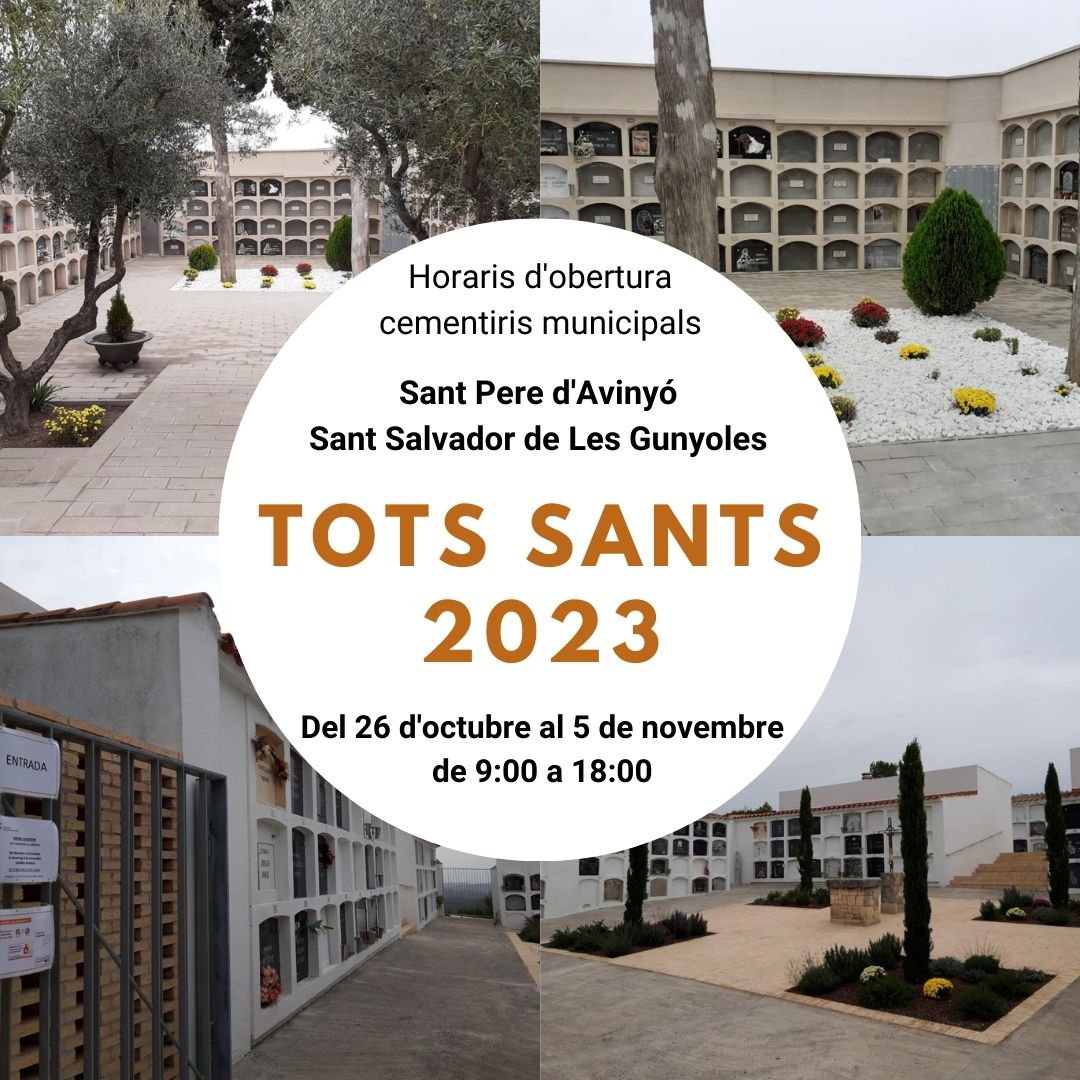 Horaris d'obertura dels cementiris municipals Tots Sants 2023