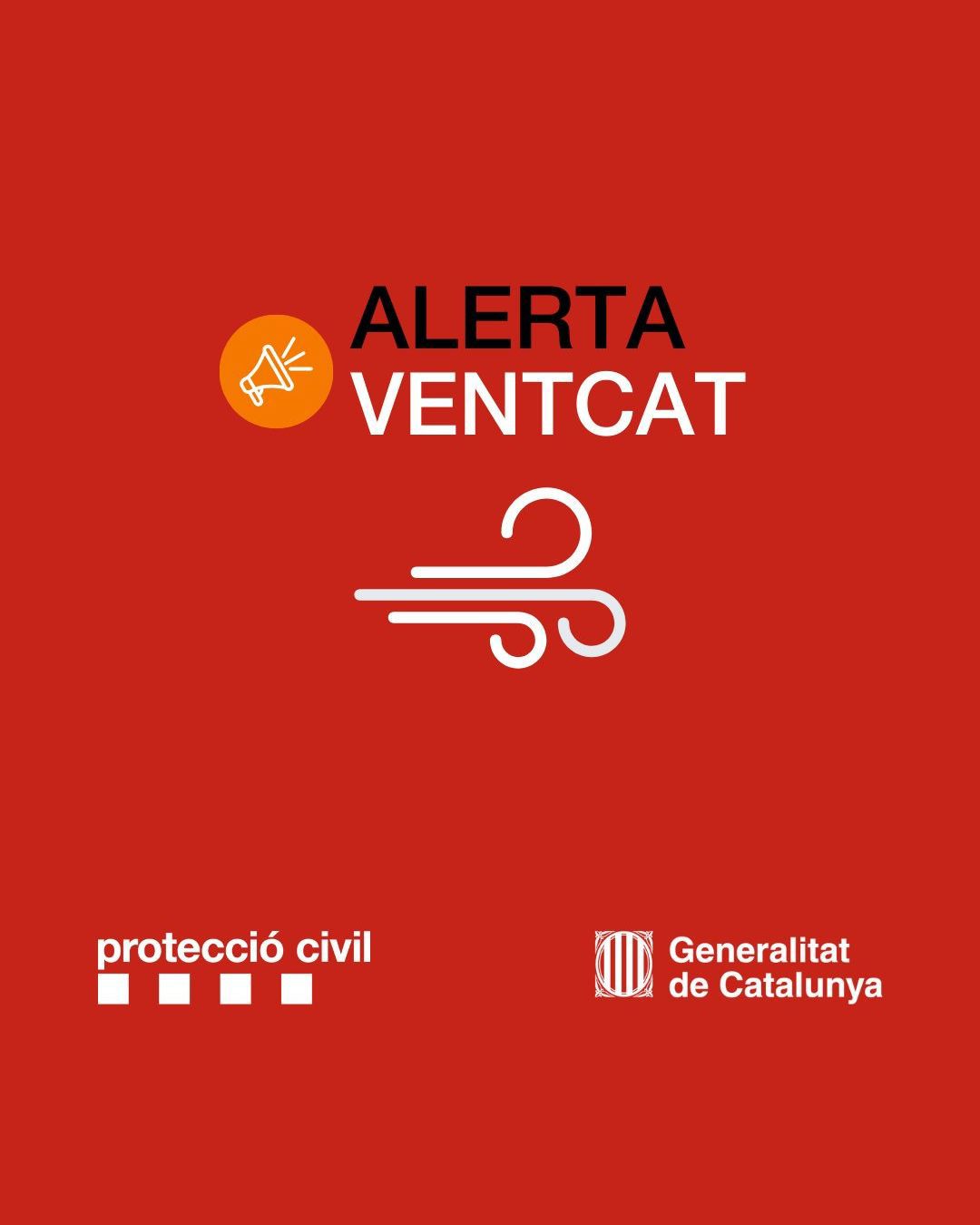 Risc extrem de ventades a Catalunya: es limita la mobilitat i se susp&egrave;n l'activitat educativa i assistencial