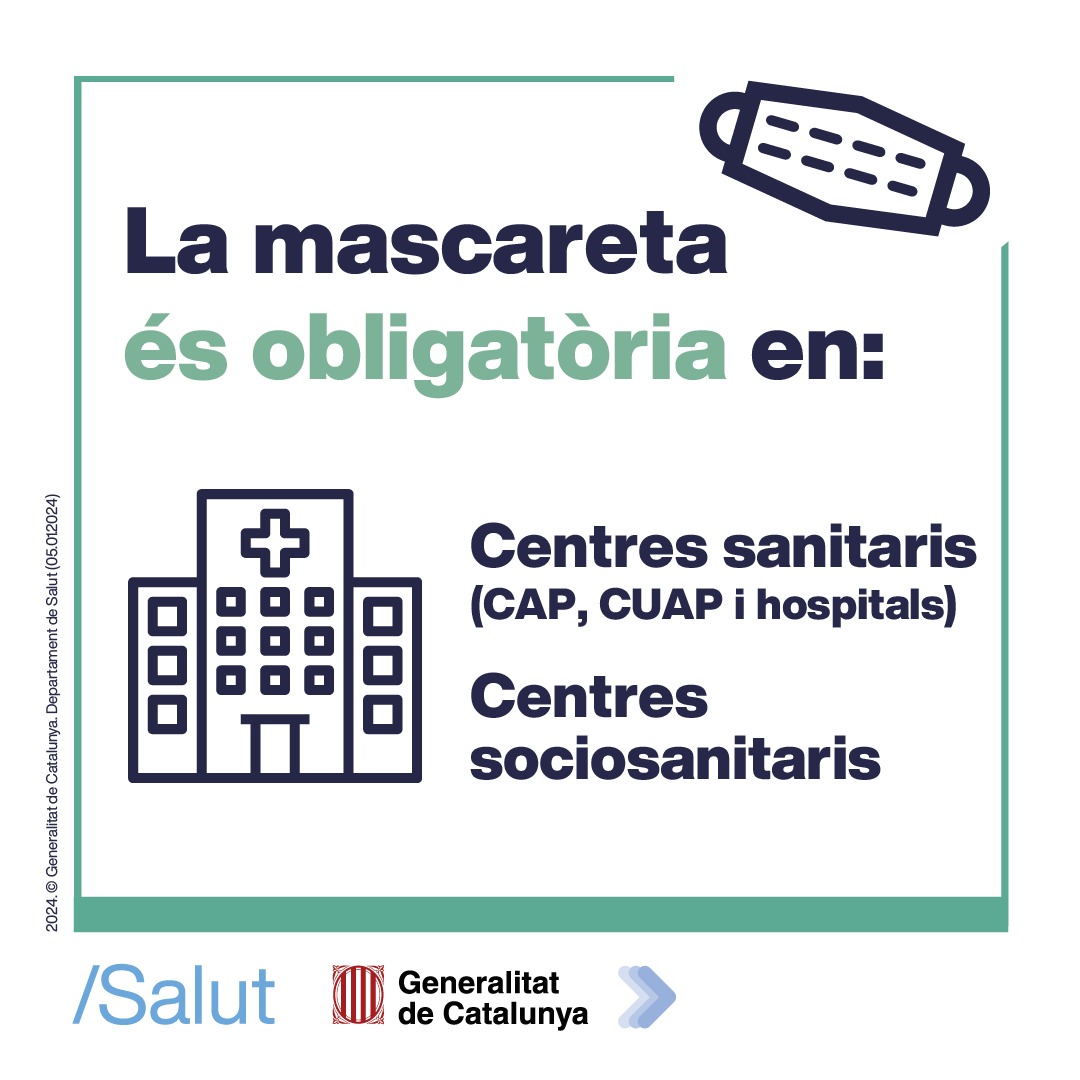 Torna l'obligatorietat de les mascaretes en Centres Sanitaris