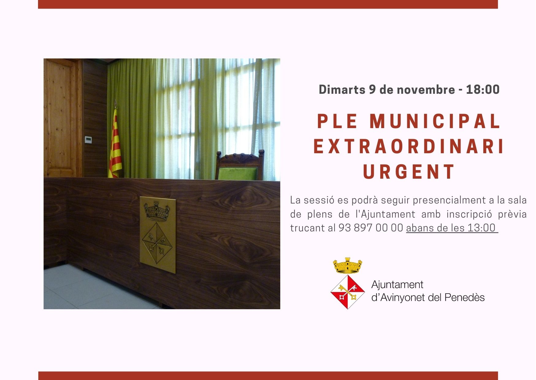 Ple municipal extraordinari urgent 9 de novembre 2021