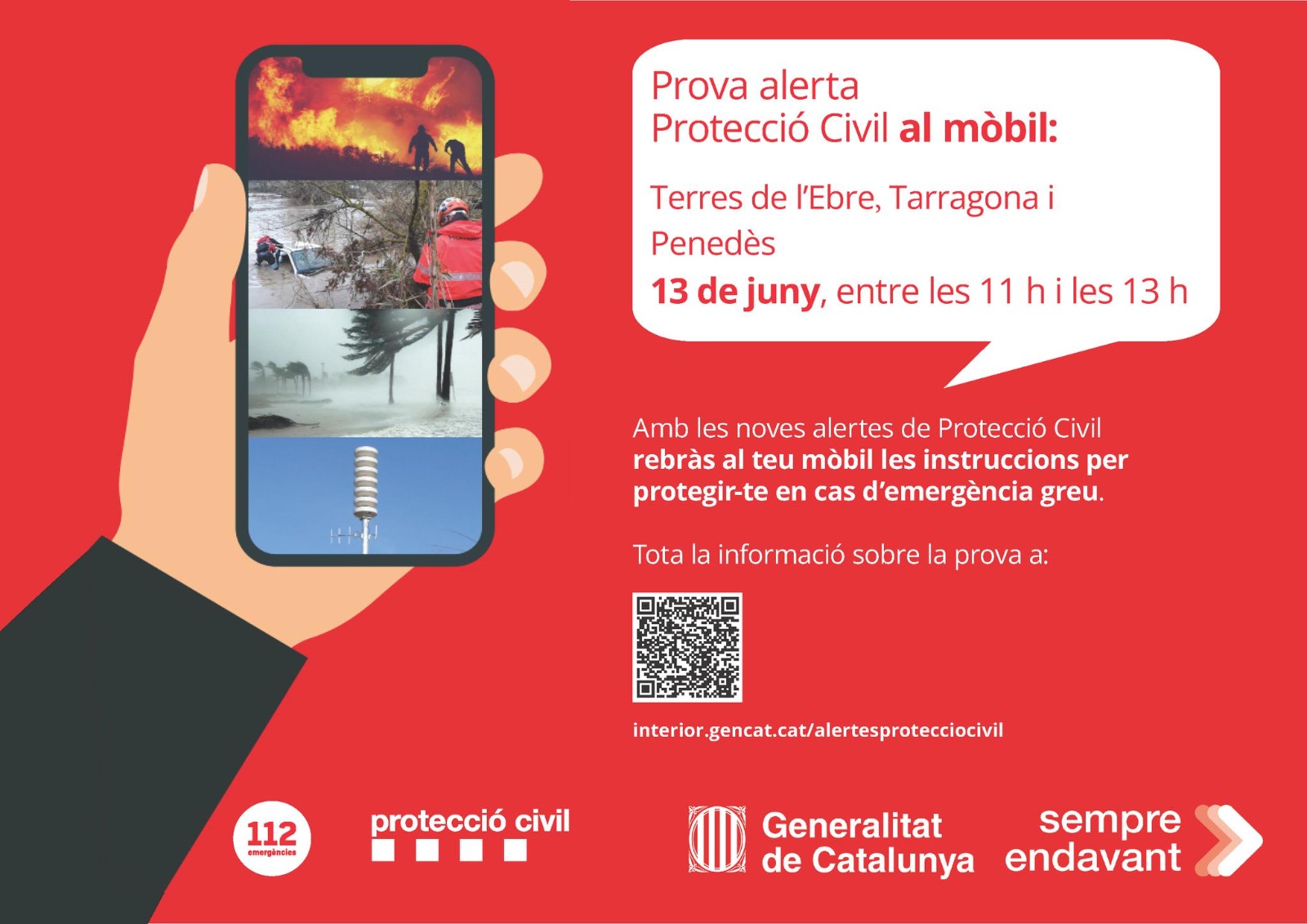 Proves d'alertes de protecció civil al mòbil - 13 de juny