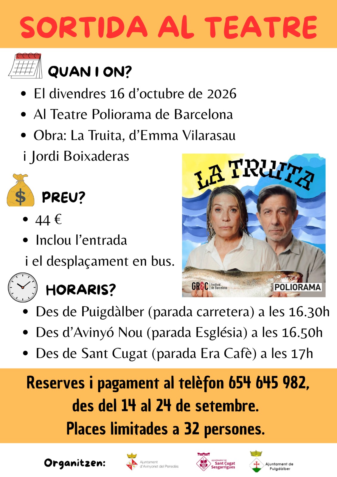 Sortida al teatre: «La Truita», al Teatre Poliorama de Barcelona