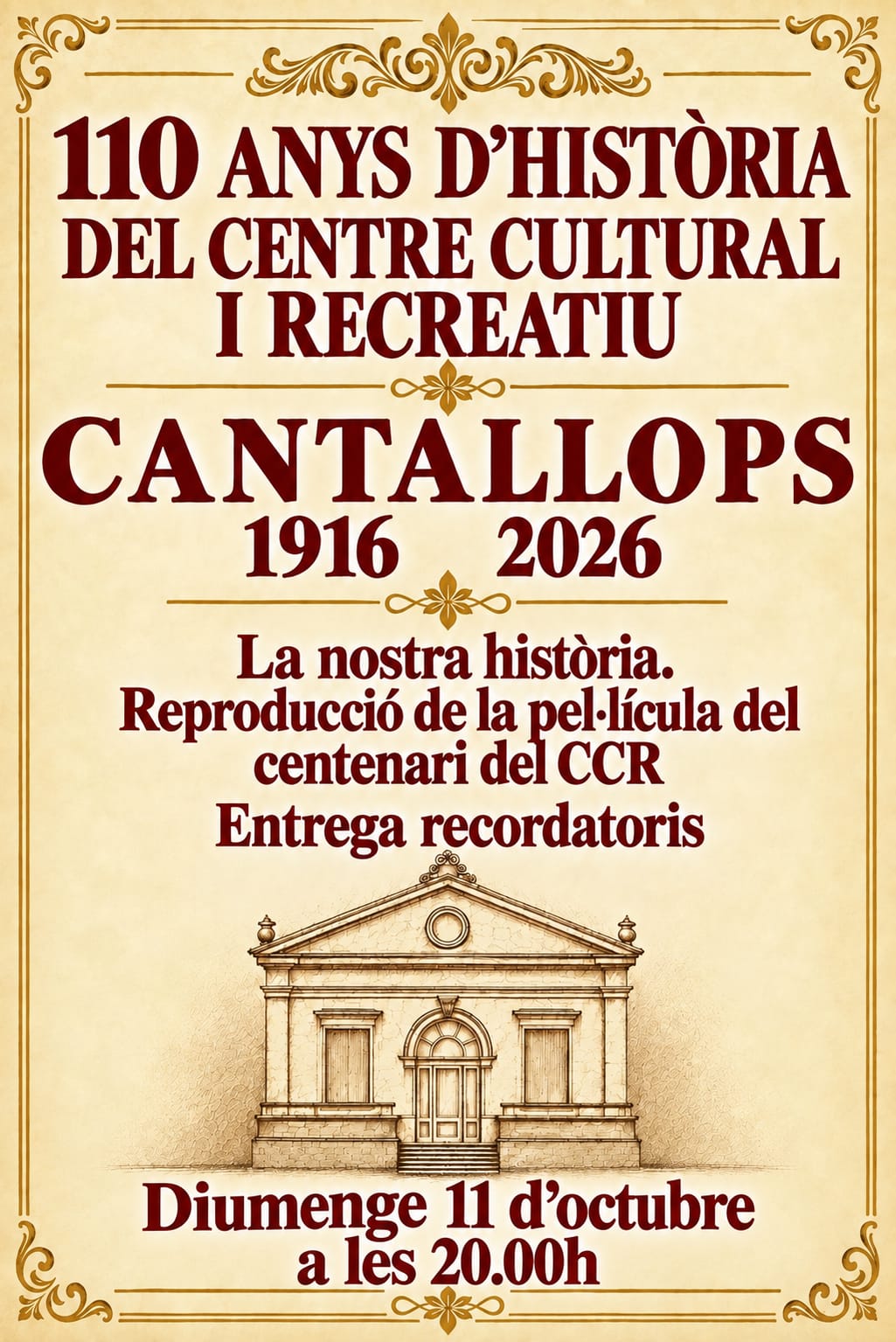 Cantallops celebra els 110 anys d'hist&ograve;ria del Centre Cultural i Recreatiu